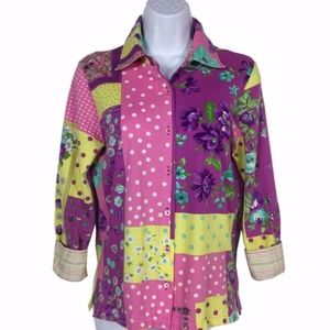 Etro Patchwork Print Shirt Blouse Top Size 44